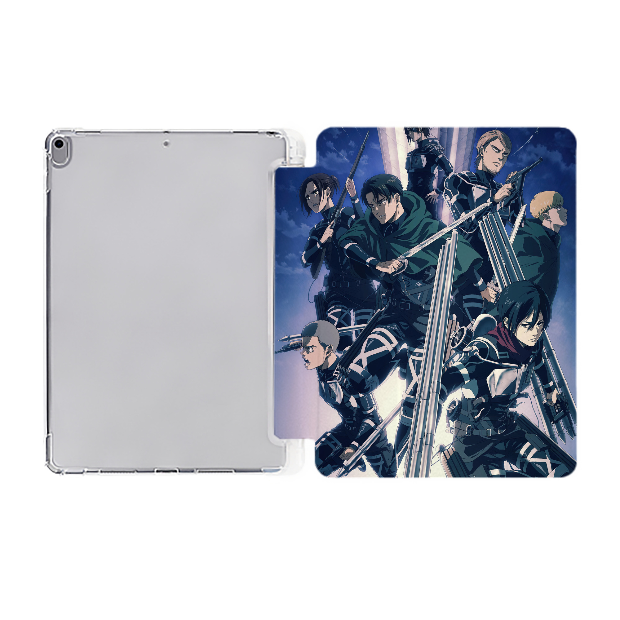 （画像用） 進撃の巨人 Attack on Titan IPad ケース ペン収納付き 三つ折りスタンド PUレザー×シリコン 対応機種9.5/10.5/10.9インチ